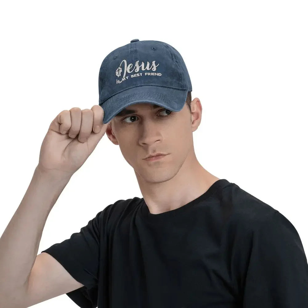 Jesus Is My Best Friend Classic Denim Christian Baseball Cap