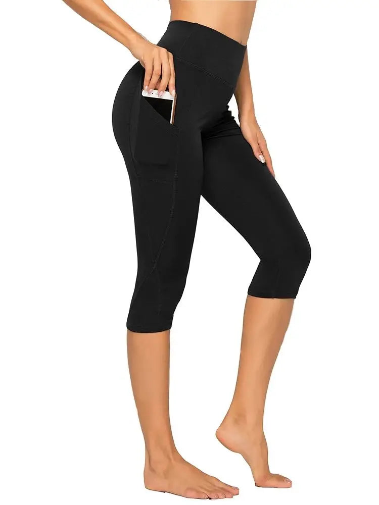 Women's 3/4 High-Waist Sport Capris – Fitness Leggings with Pockets