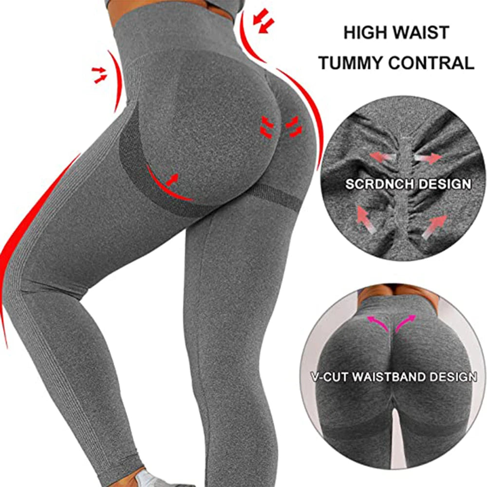 Gradient High-Waist Push-Up Fitness Leggings – Women’s Stretch Workout Tights