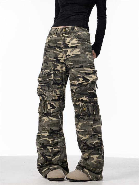 Women's Retro Camouflage Cargo Pants – Streetwear Utility Style