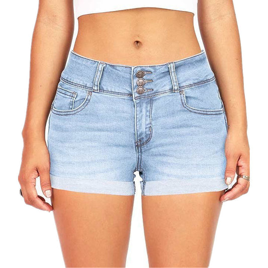 Women’s Waist-Tight Elastic Denim Shorts – Casual Summer Hot Pants