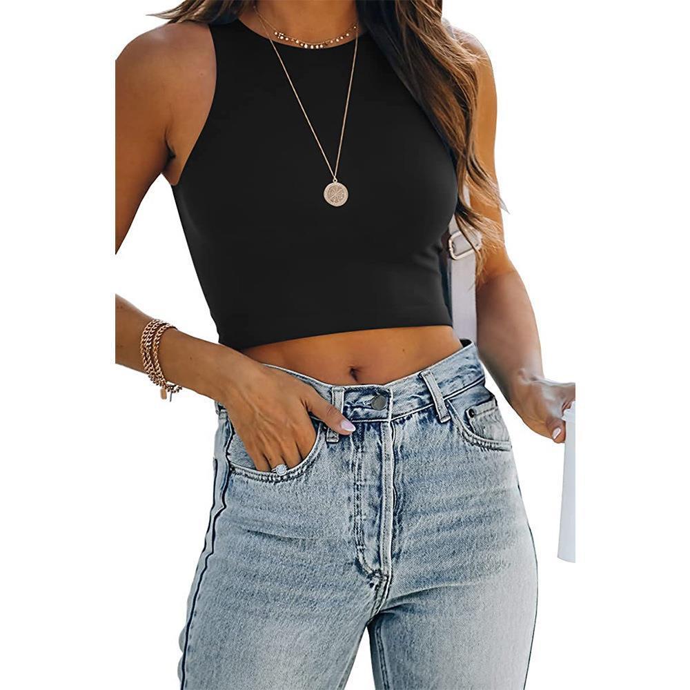 Women's Sleeveless Racer Tank – Crew Neck Essential Tank