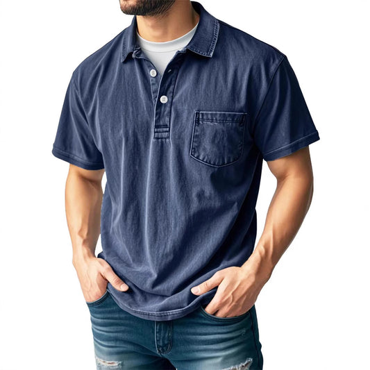 Men’s Casual Short Sleeve Polo Shirt with Lapel – Versatile & Stylish