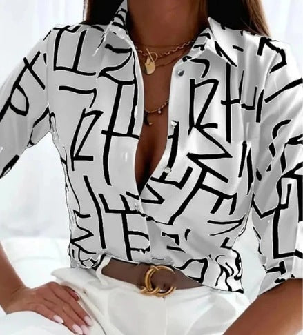 Women's Printed Long Sleeve Shirt – Stylish, Soft & Versatile