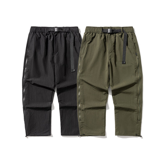 Tapered Fit Men’s Casual Pants – Printed, Zipper Detail, Loose Style