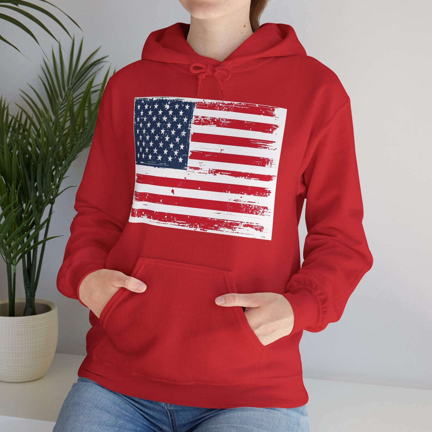 Vintage American Flag Hoodie, Unisex Sweatshirt for Independence Day, Patriotic Gift, Cozy Outerwear, 4th of July Celebration