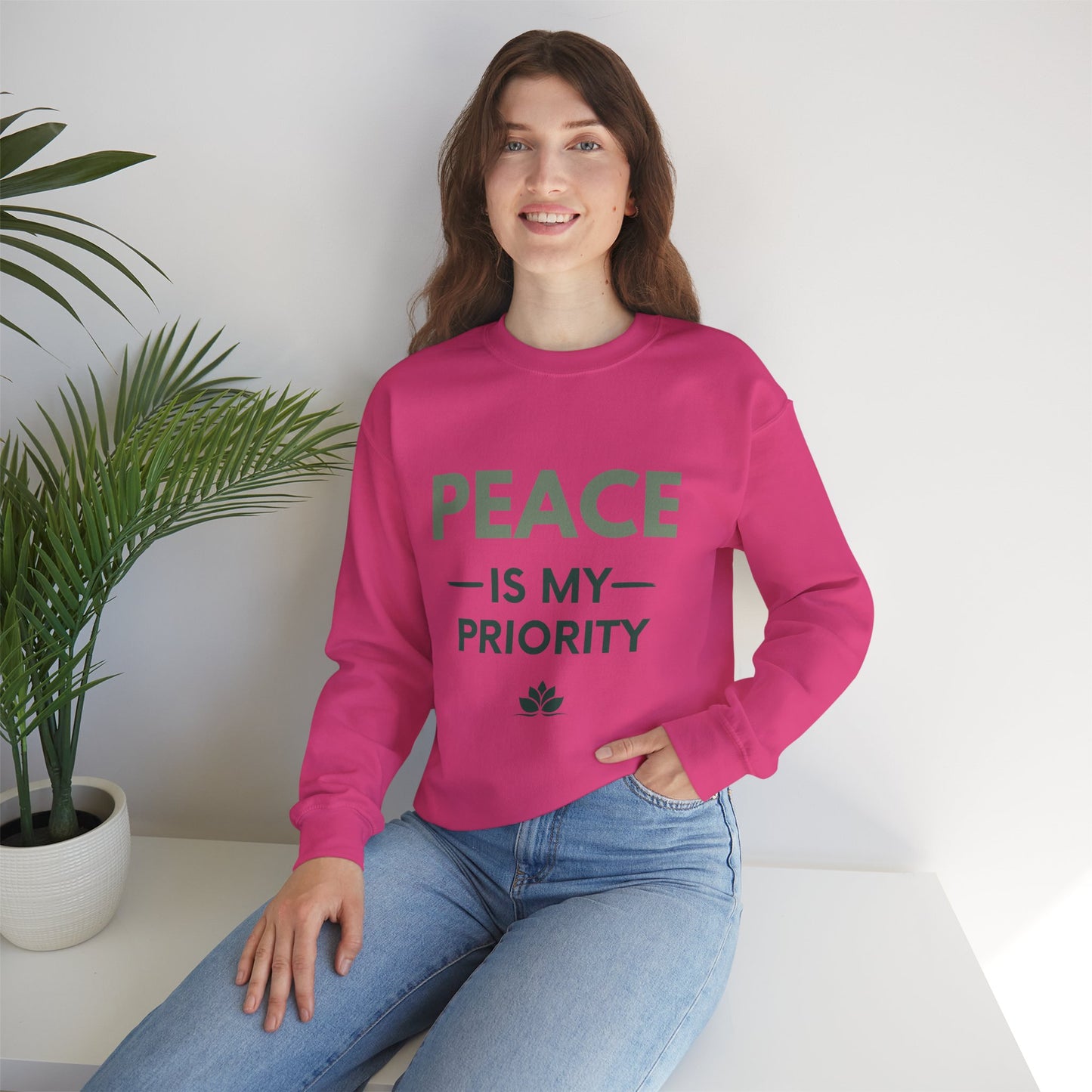 Peace Is My Priority Sweatshirt — Relaxed Crewneck Pullover for Mindfulness & Self-Care