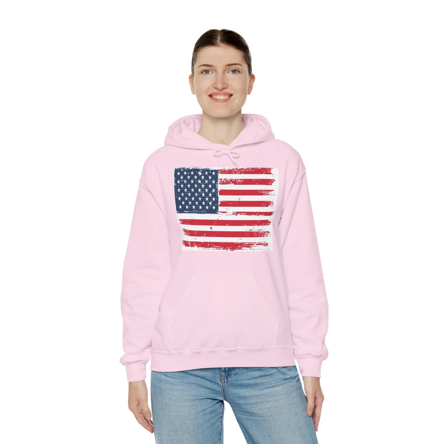 Vintage American Flag Hoodie, Unisex Sweatshirt for Independence Day, Patriotic Gift, Cozy Outerwear, 4th of July Celebration