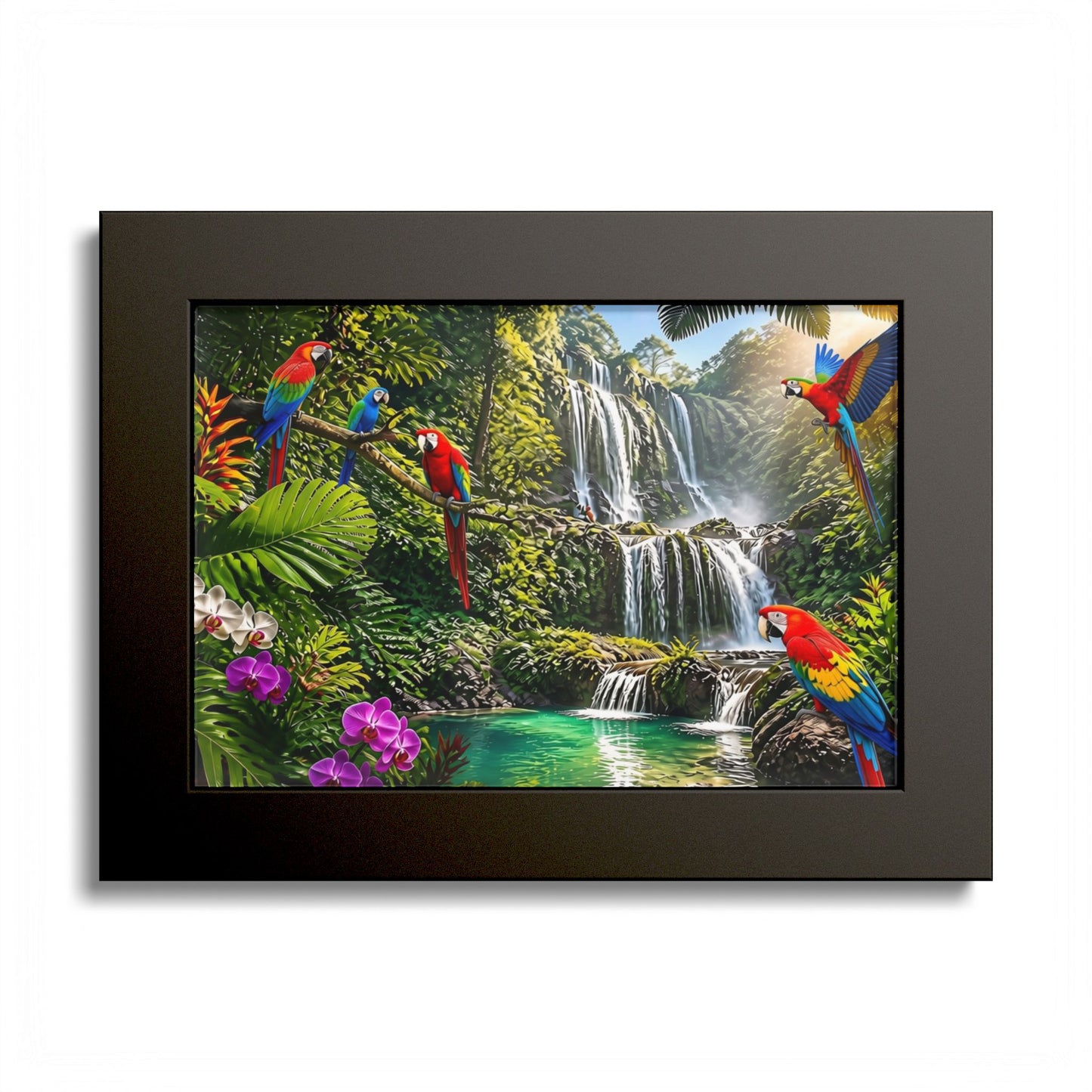 Tropical Waterfall Parrot Poster