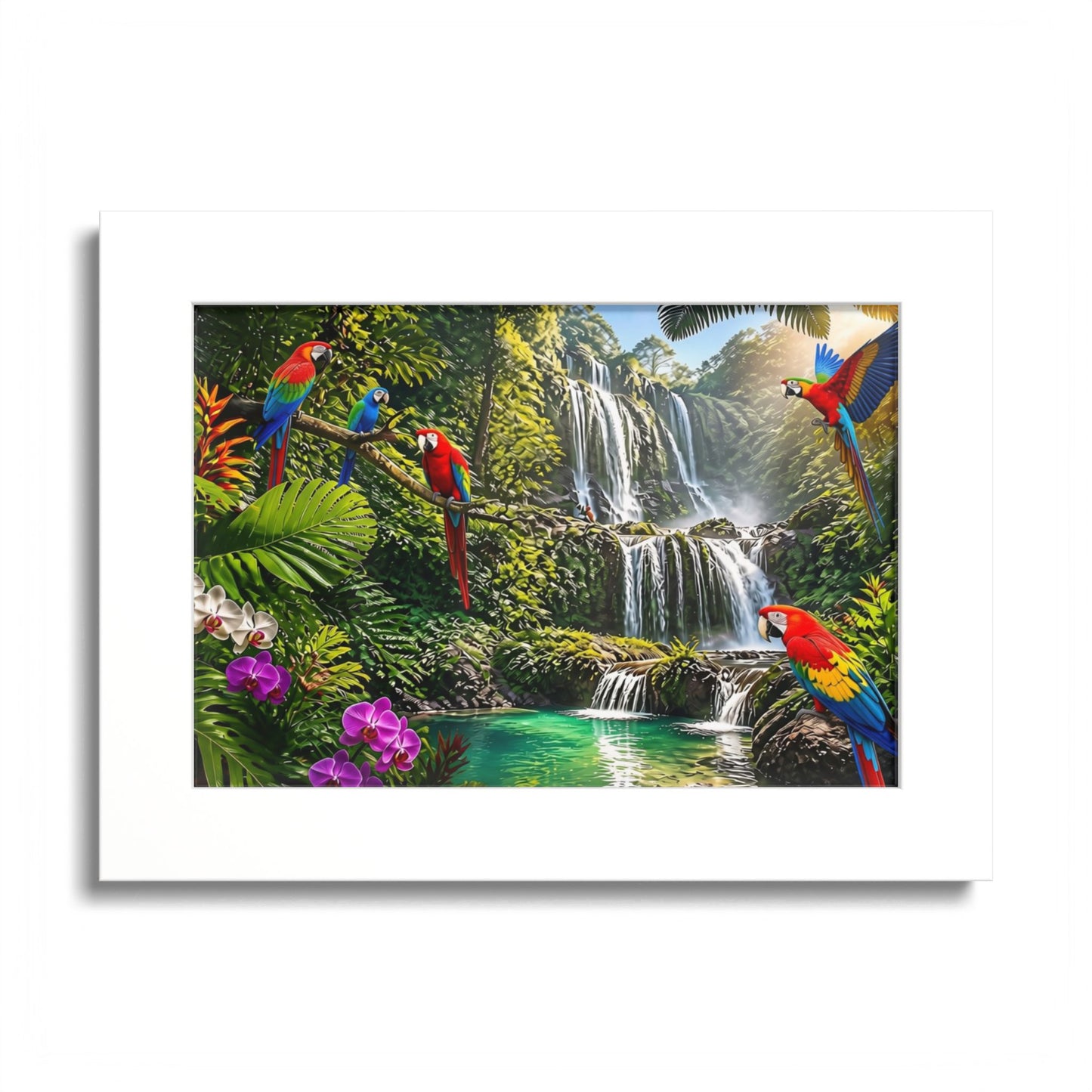 Tropical Waterfall Parrot Poster