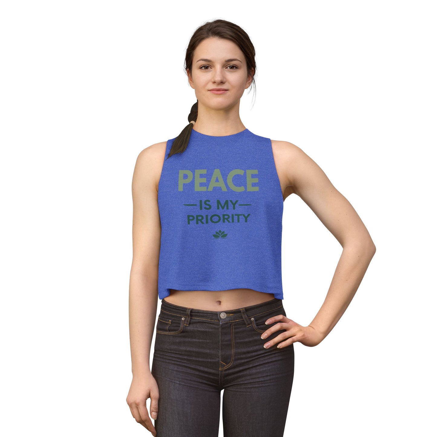 Peace Is My Priority Crop Top — Women's Relaxed Yoga Tank