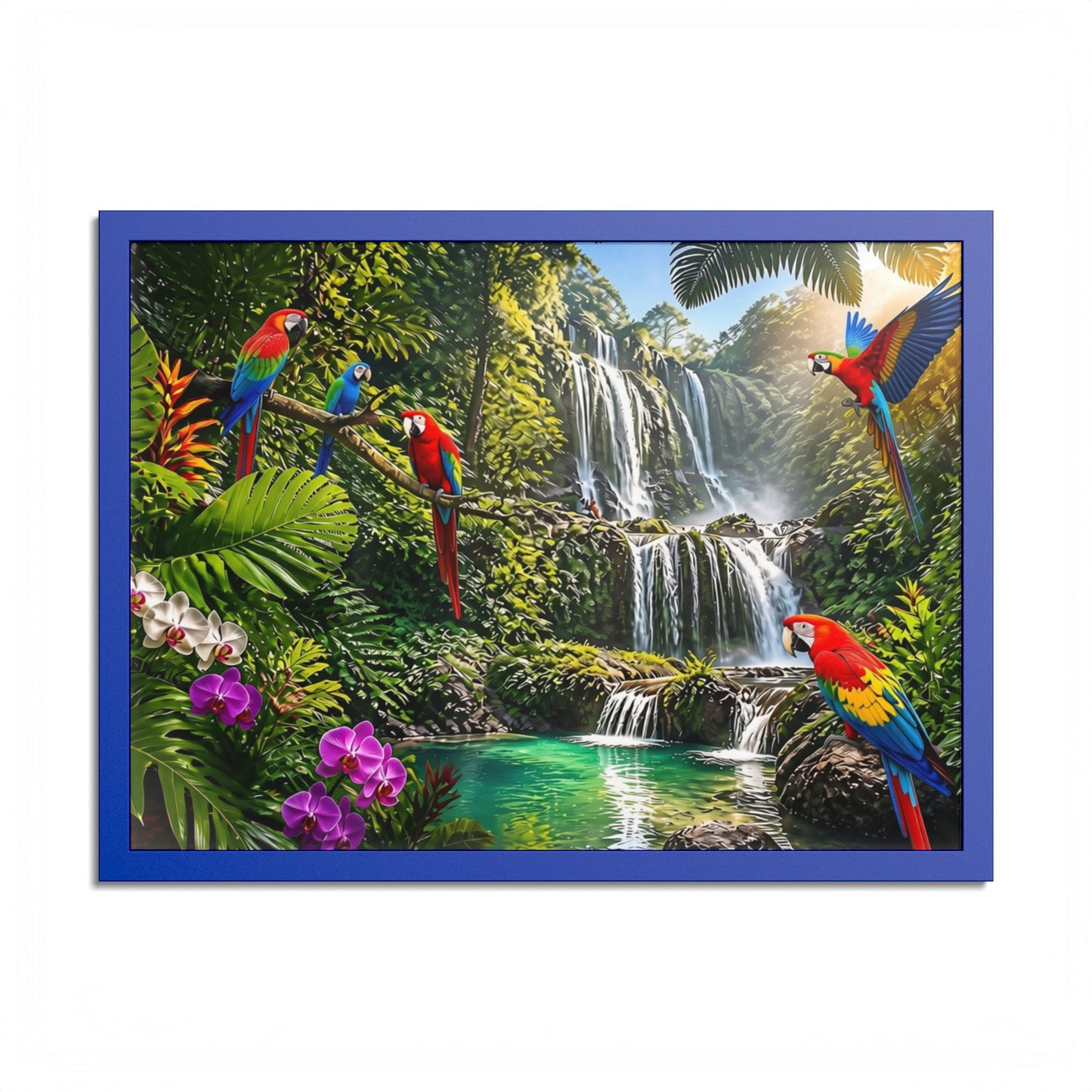 Tropical Waterfall Parrot Poster