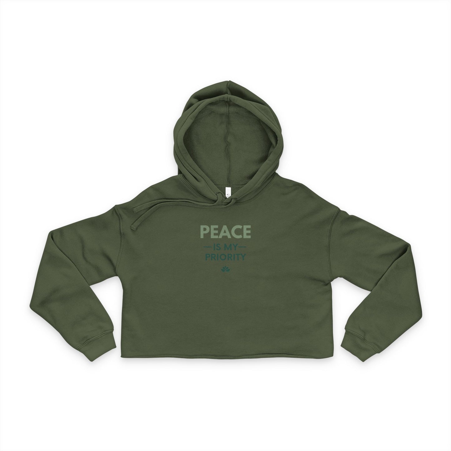 Cropped Hoodie — "Peace Is My Priority" Women's Relaxed Peaceful Graphic