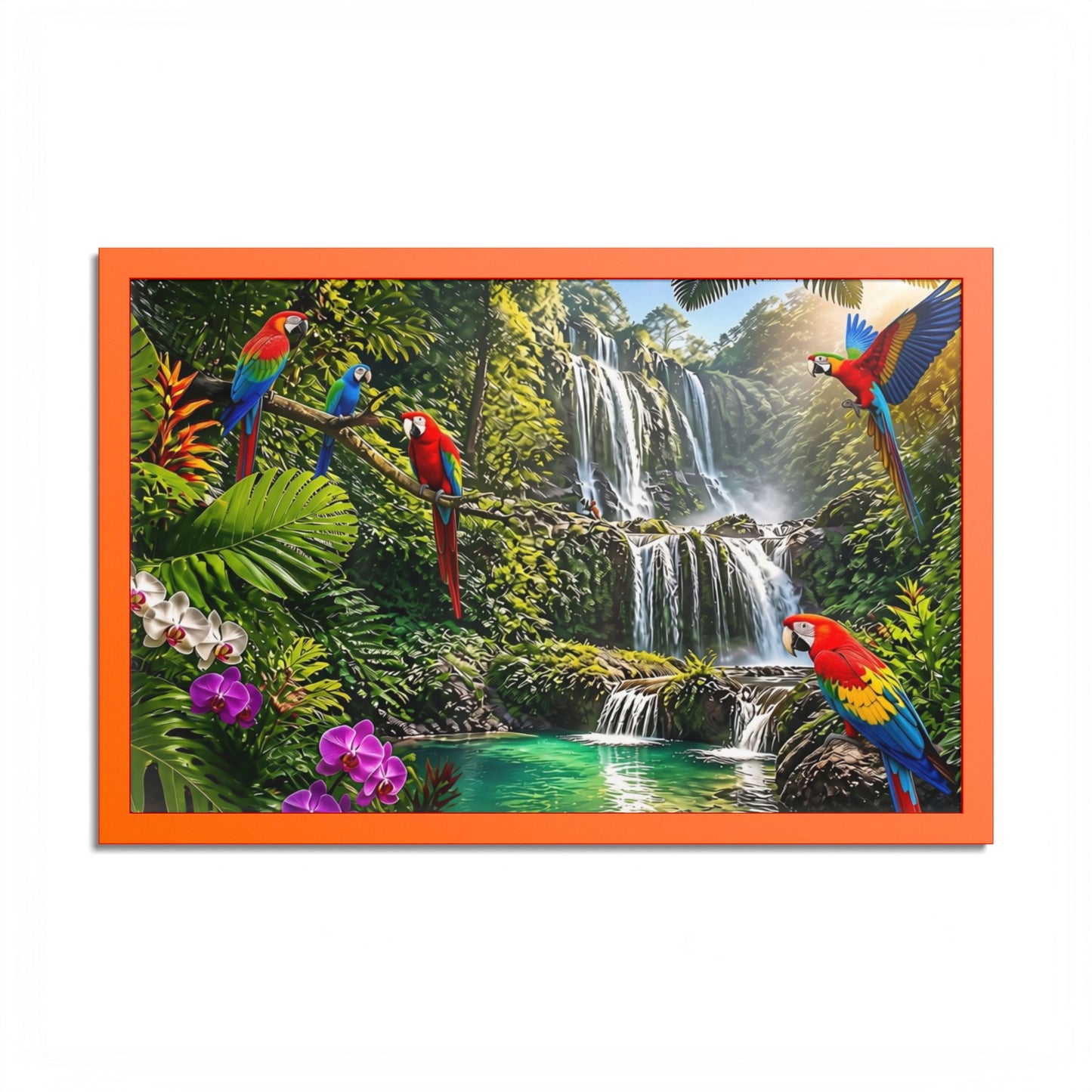 Tropical Waterfall Parrot Poster
