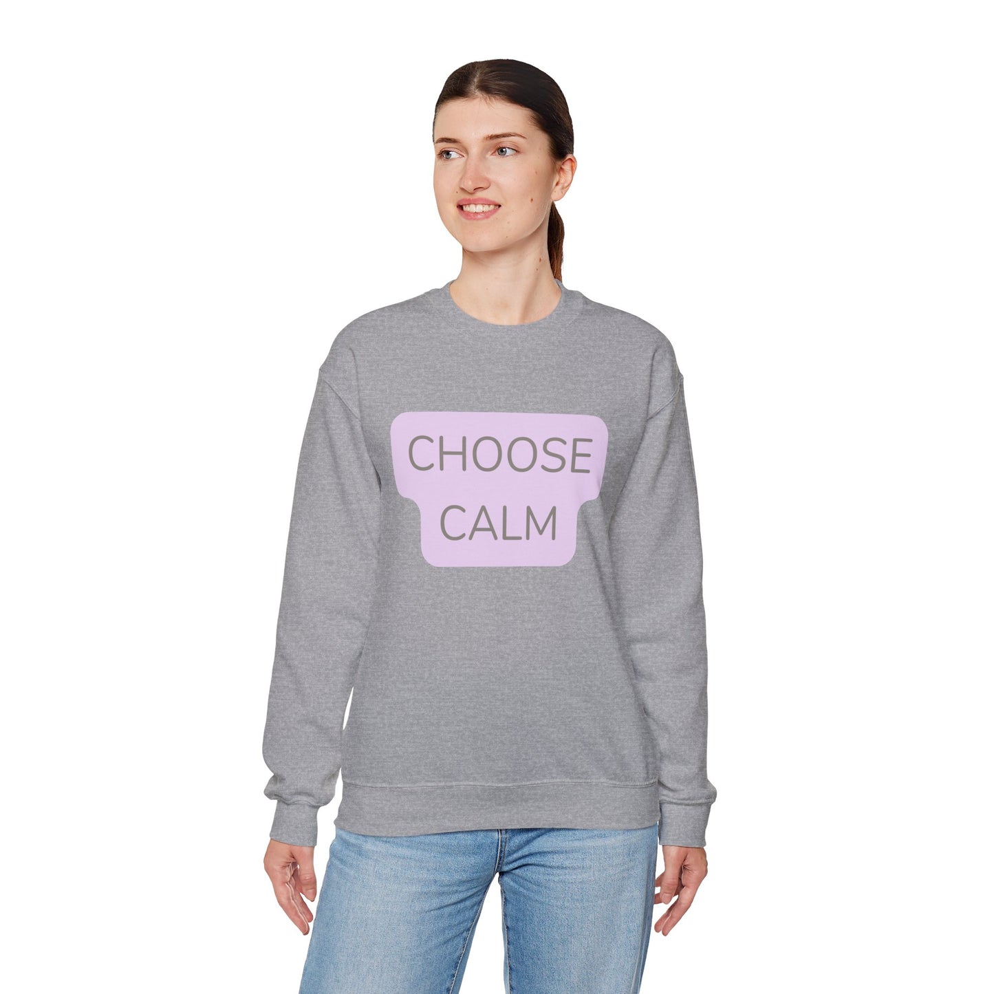 Crewneck Sweatshirt — "Choose Calm" Pastel Wellness Graphic