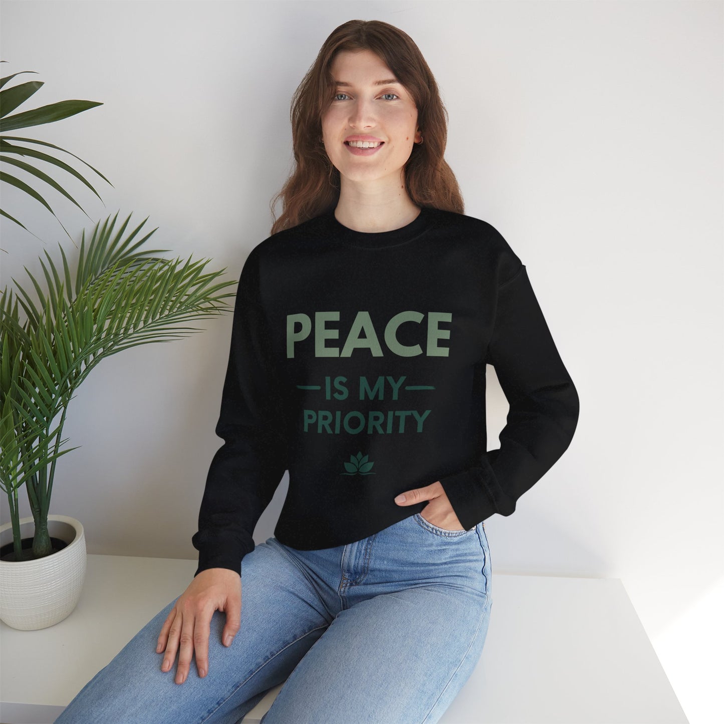 Peace Is My Priority Sweatshirt — Relaxed Crewneck Pullover for Mindfulness & Self-Care