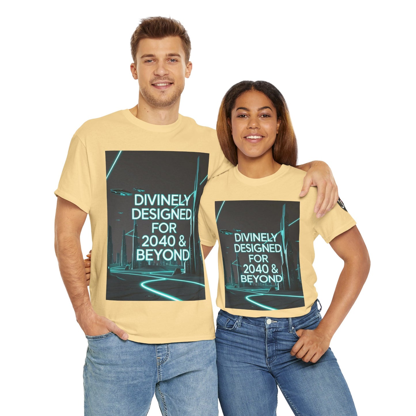 Futuristic Urban Tee for Tech Lovers - Unisex Heavy Cotton