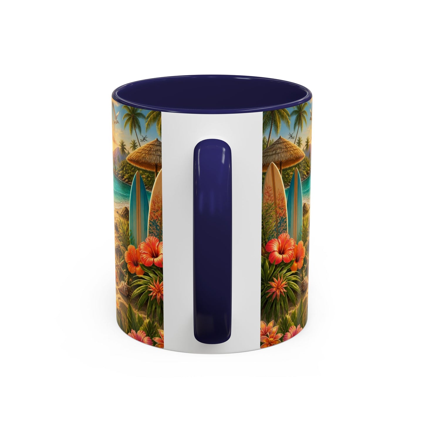 Tropical Beach Coffee Mug – Sunset Luau Hawaiian Floral Accent