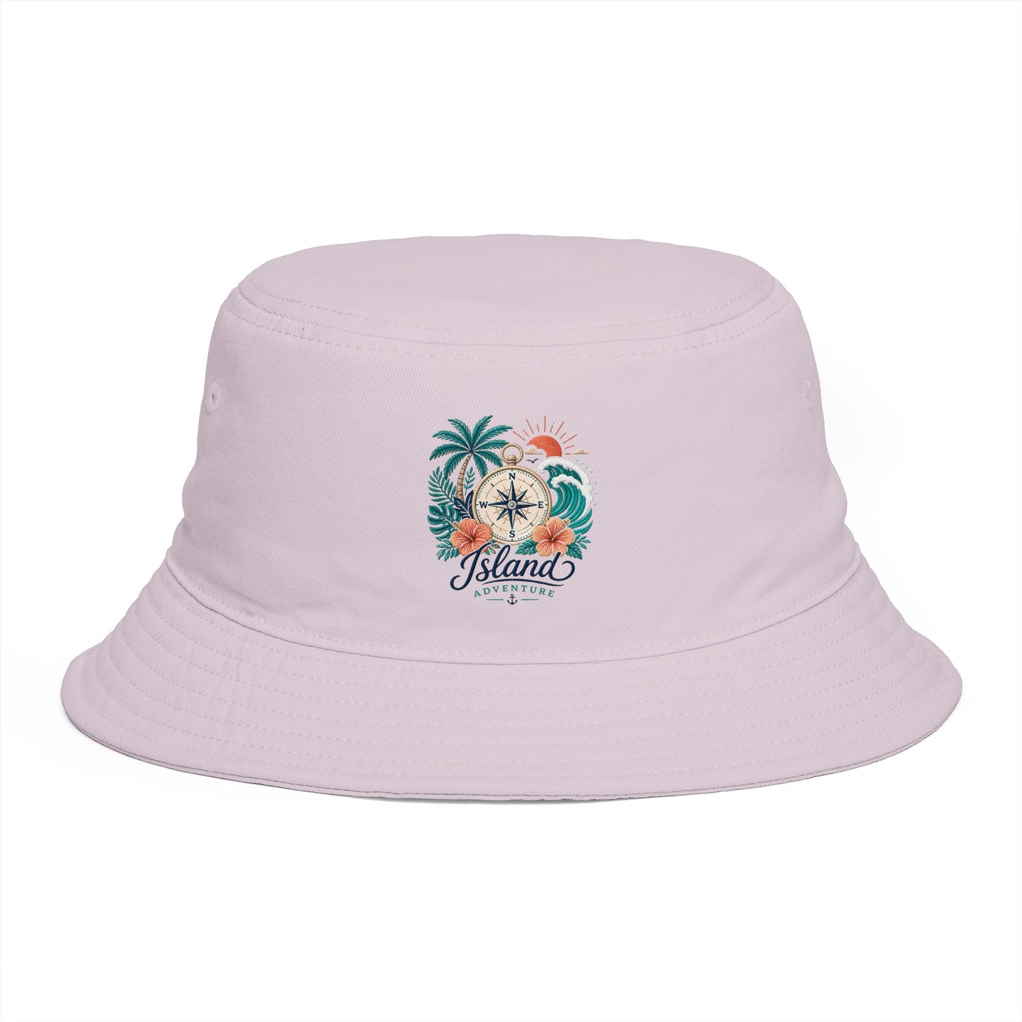 Tropical Compass Bucket Hat — Vintage Beach Palm Sun Design