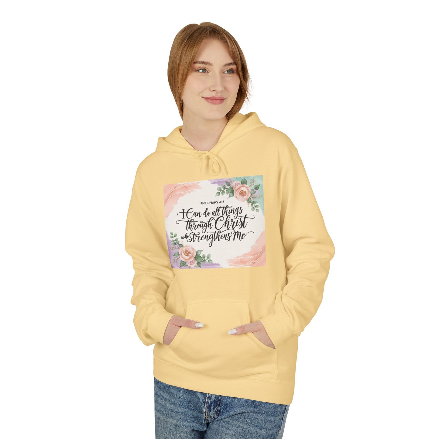 Inspirational Floral Fleece Hoodie – Cozy Motivational Gift