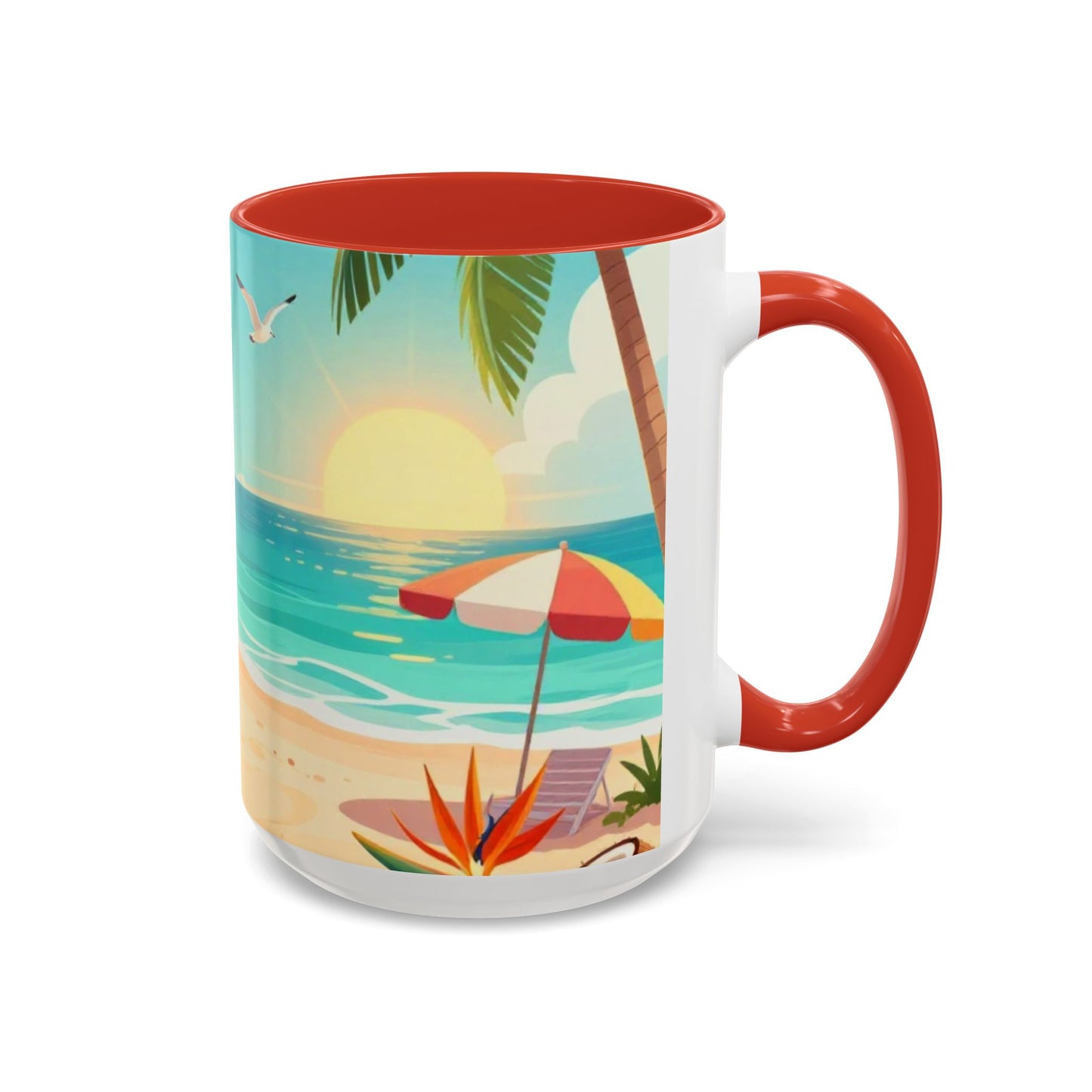 Beach Sunrise Coffee Mug — Tropical Ocean Scene Accent Mug (11/15oz)