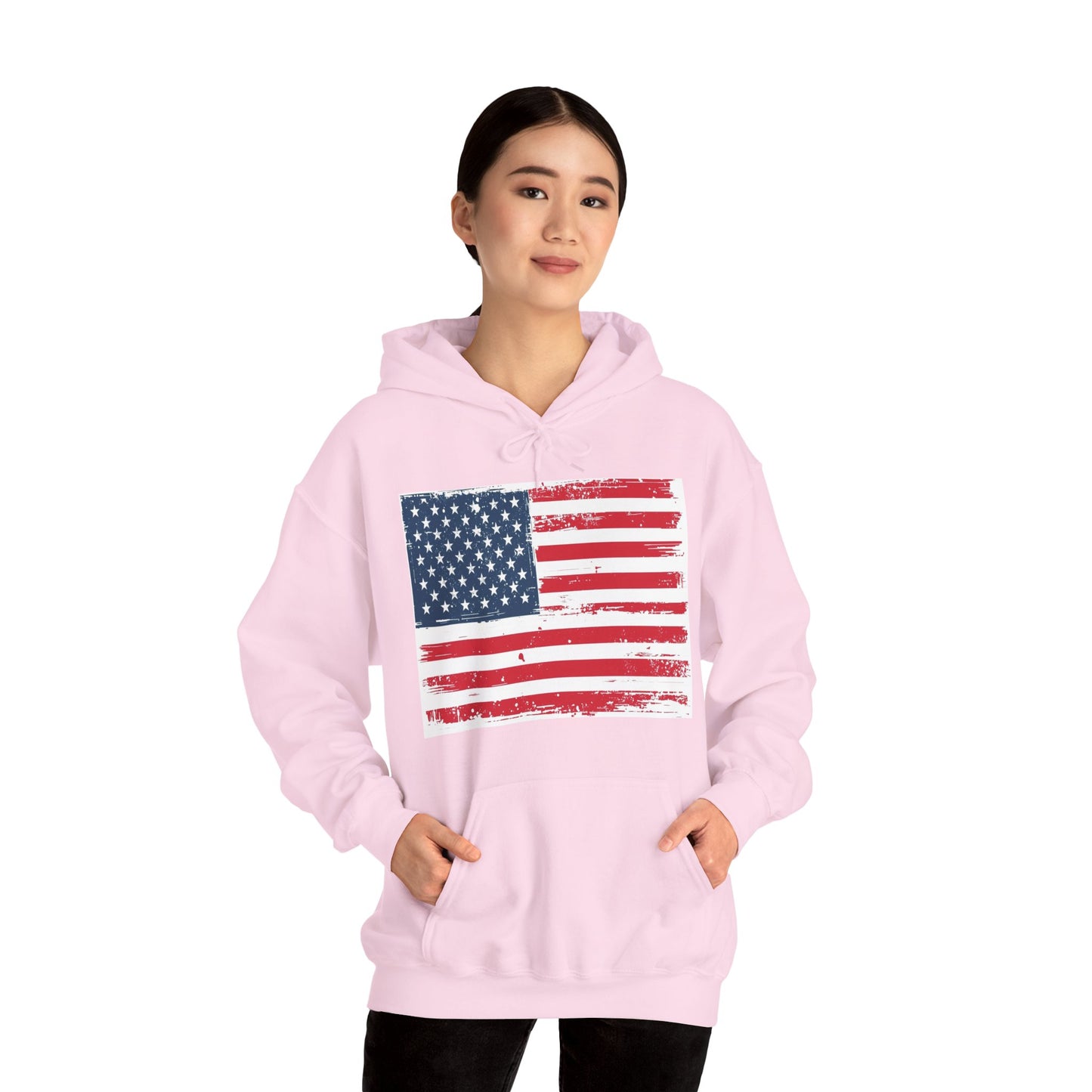 Vintage American Flag Hoodie, Unisex Sweatshirt for Independence Day, Patriotic Gift, Cozy Outerwear, 4th of July Celebration
