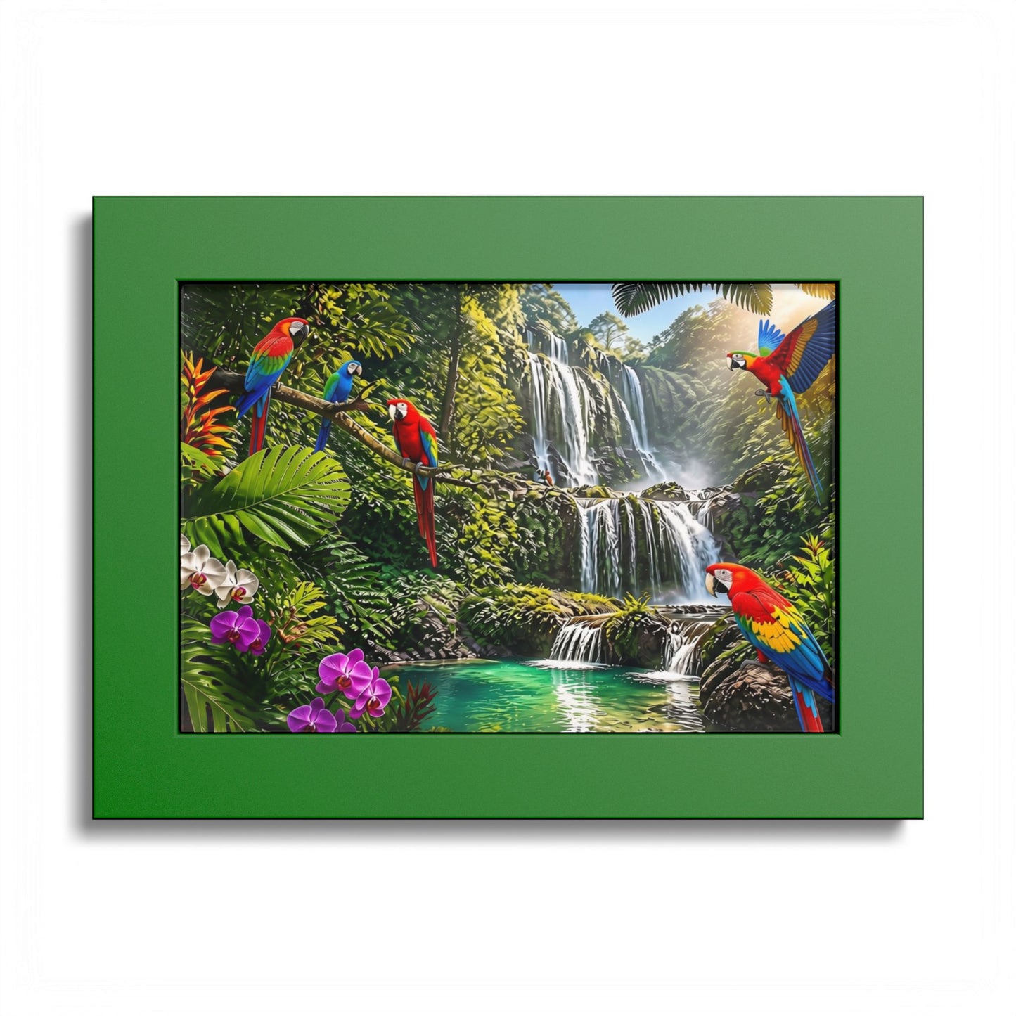Tropical Waterfall Parrot Poster