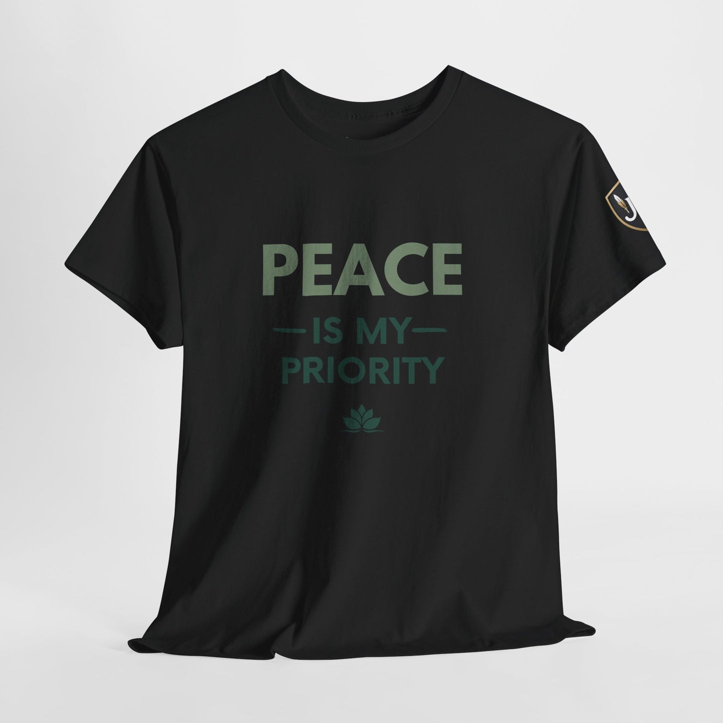 Peace is My Priority Unisex Heavy Cotton Tee, Relaxed Fit T-Shirt, Mindfulness Shirt, Gift for Meditation Lovers
