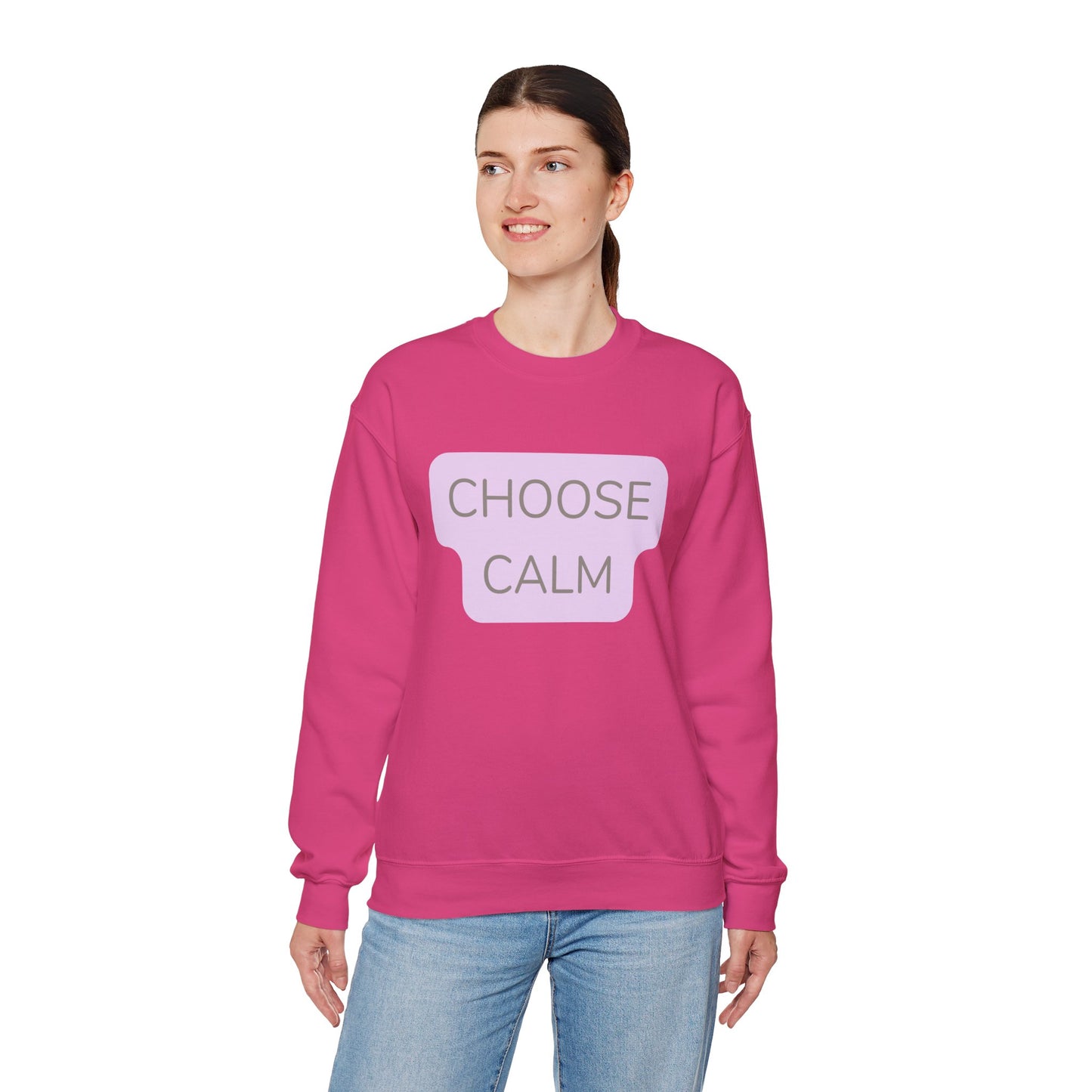 Crewneck Sweatshirt — "Choose Calm" Pastel Wellness Graphic