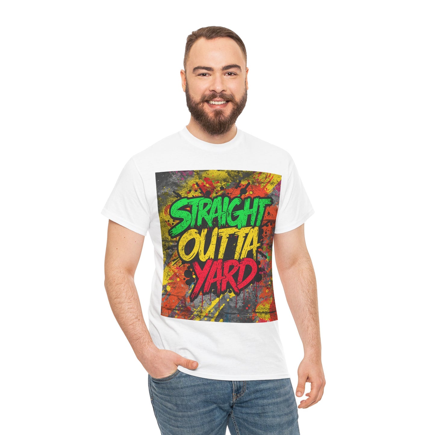 Straight Outta Yard T-Shirt — Casual Jamaican Phrase Tee