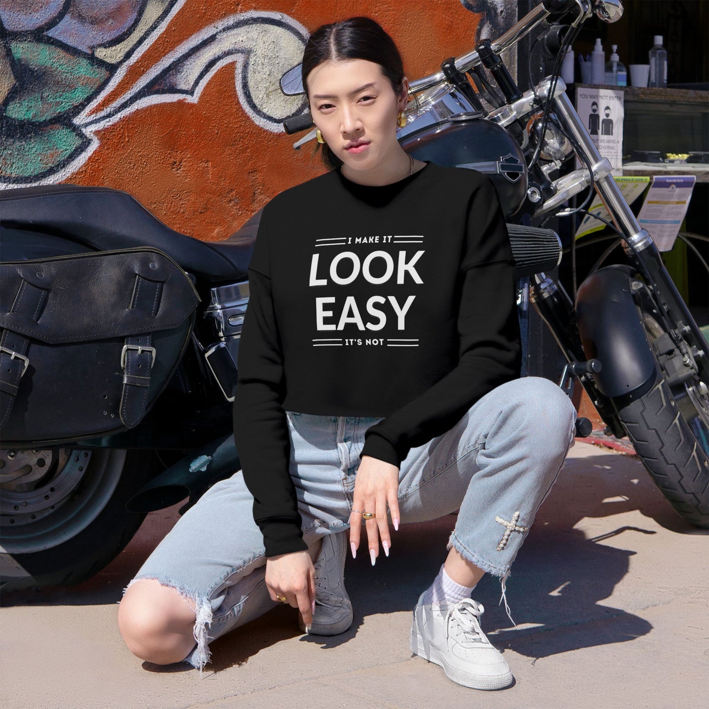 Women's Cropped Sweatshirt - 'I Make It Look Easy' | Cozy Casual Style, Everyday Wear