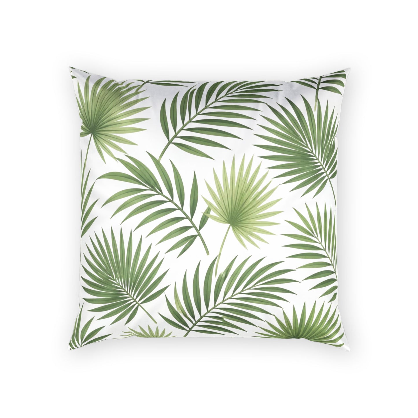 Tropical Palm Velvet Pillow — Green Leaf Decorative Throw Cushion