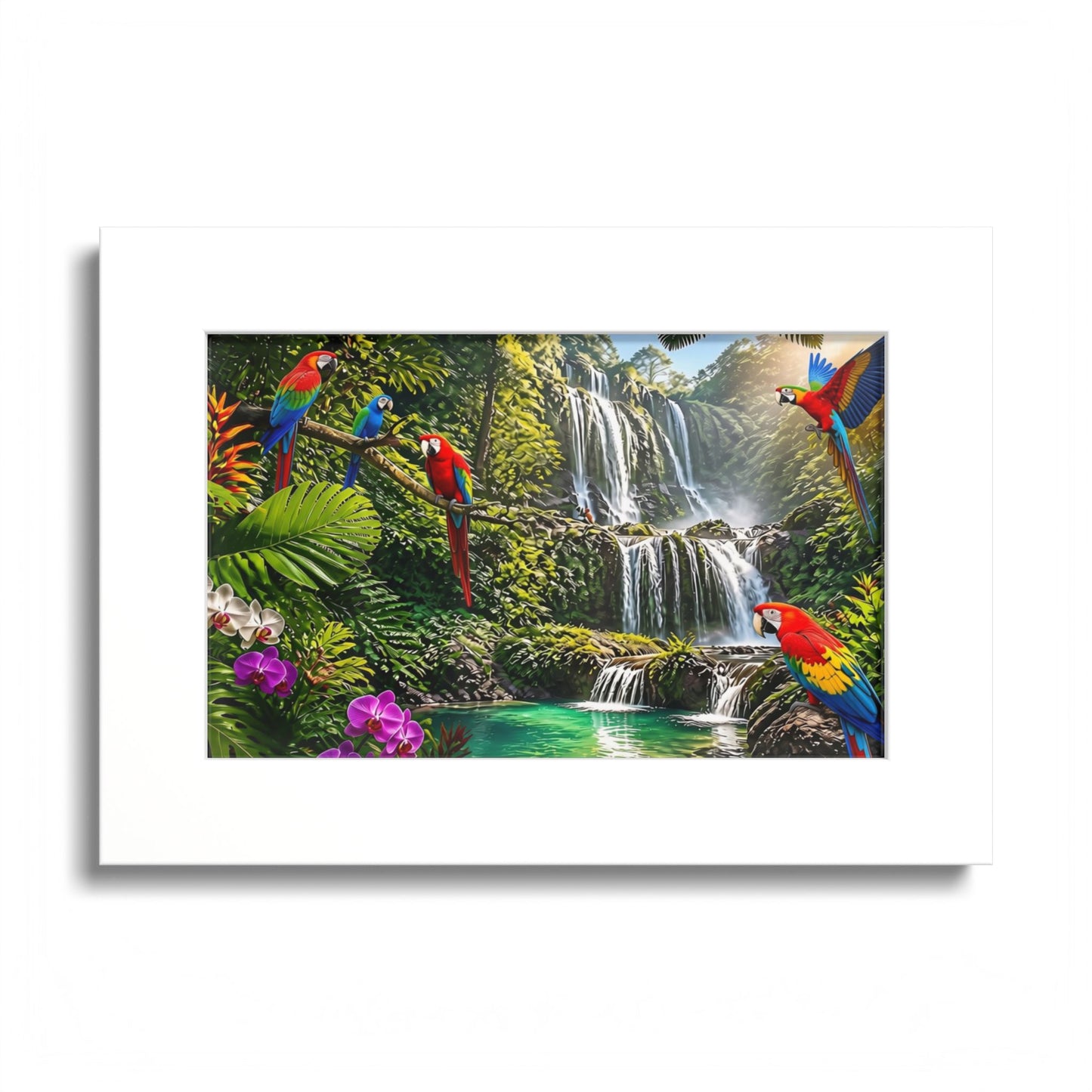 Tropical Waterfall Parrot Poster