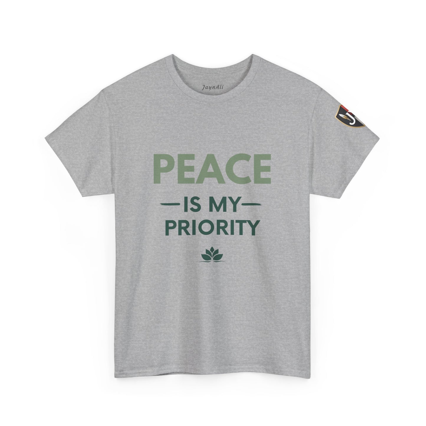 Peace is My Priority Unisex Heavy Cotton Tee, Relaxed Fit T-Shirt, Mindfulness Shirt, Gift for Meditation Lovers