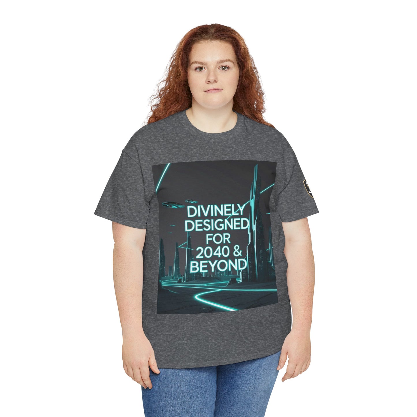 Futuristic Urban Tee for Tech Lovers - Unisex Heavy Cotton