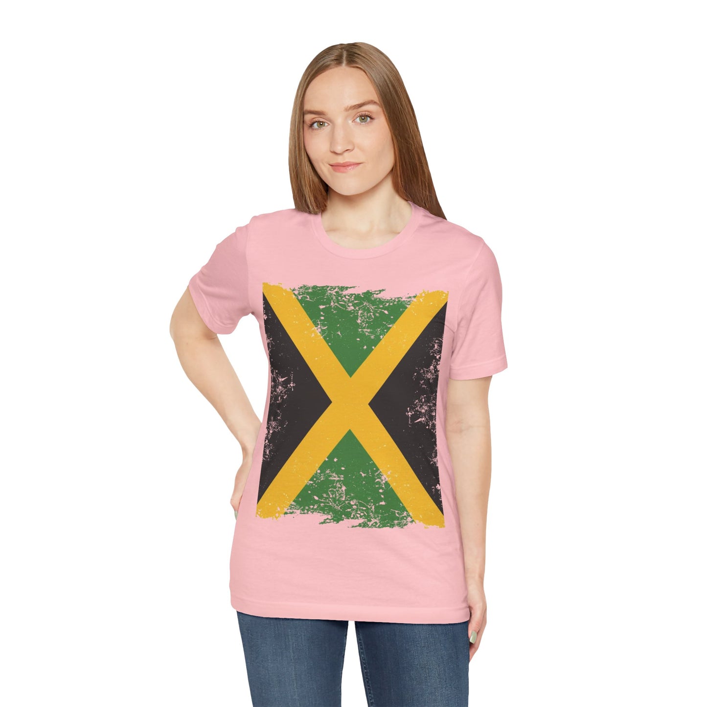 Jamaican Flag Short Sleeve Tee, Unisex Graphic Tee, Casual Wear, Festival Shirt, Gift for Music Lovers, Summer Vibes