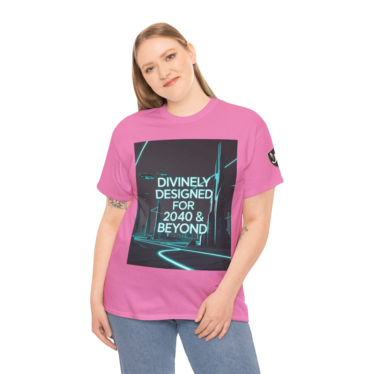 Futuristic Urban Tee for Tech Lovers - Unisex Heavy Cotton