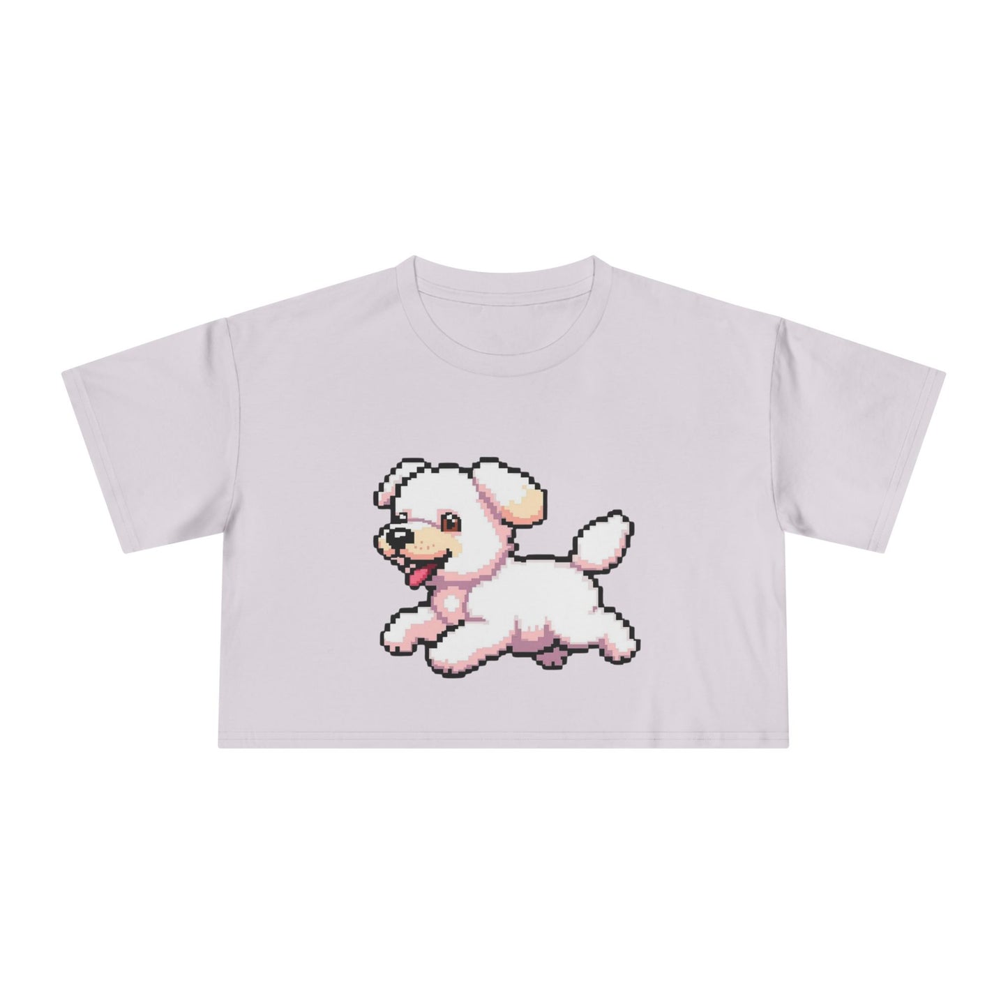 Playful Retro Dog Women's Crop Tee, Cute Animal Top, Summer Shirt, Gift for Dog Lovers, Casual Style, Beachwear