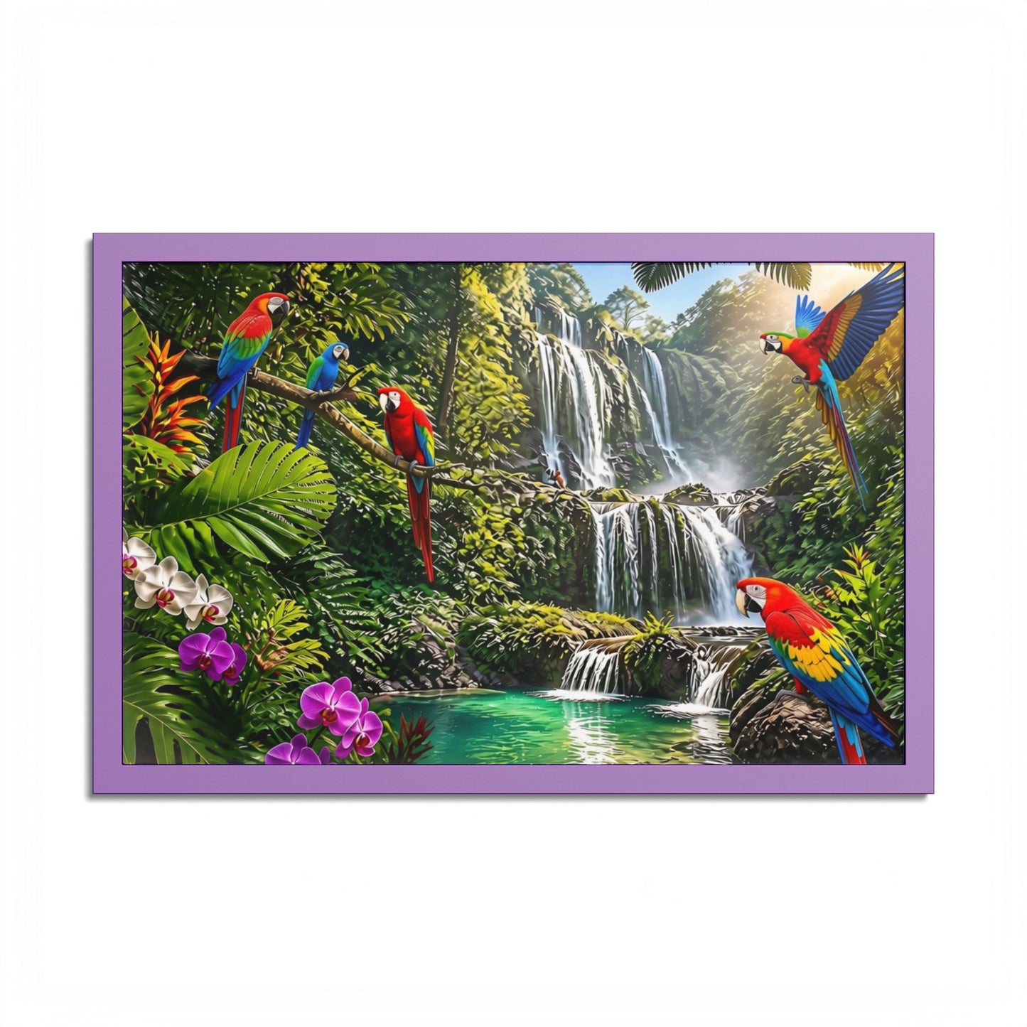 Tropical Waterfall Parrot Poster
