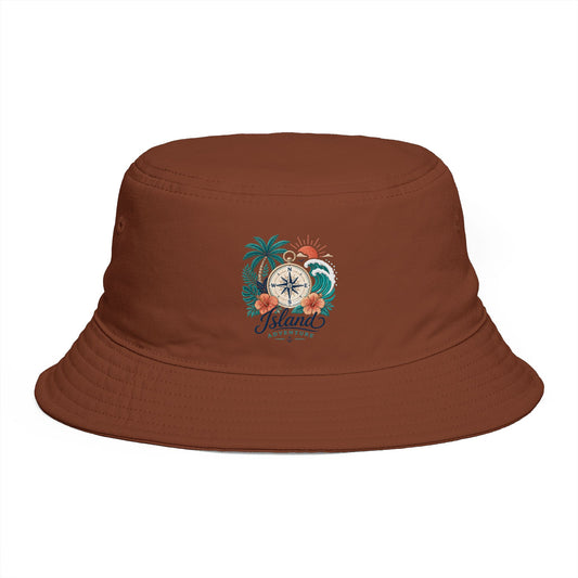 Tropical Compass Bucket Hat — Vintage Beach Palm Sun Design