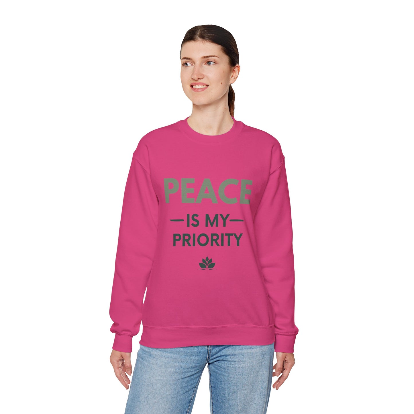 Peace Is My Priority Sweatshirt — Relaxed Crewneck Pullover for Mindfulness & Self-Care