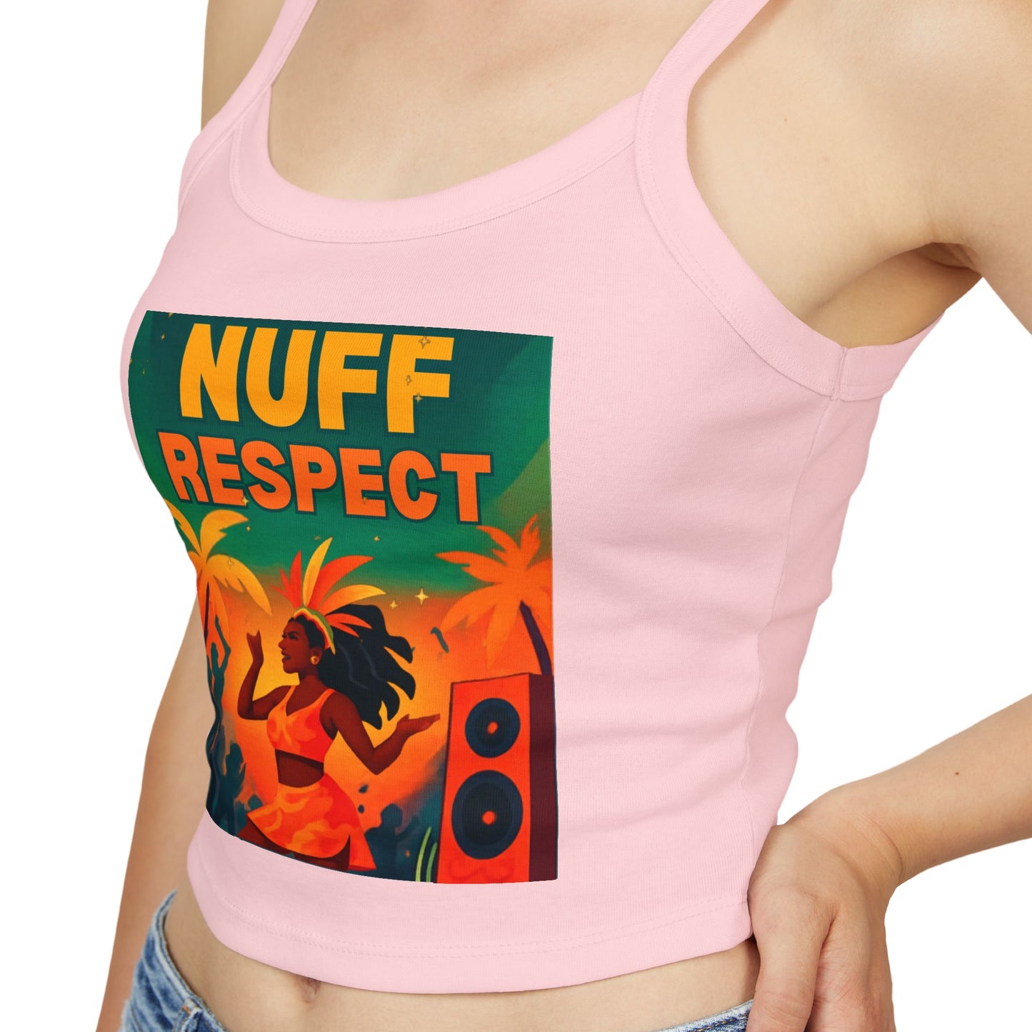 Nuff Respect Crop Tank Top — Women's Spaghetti Strap Summer Tank