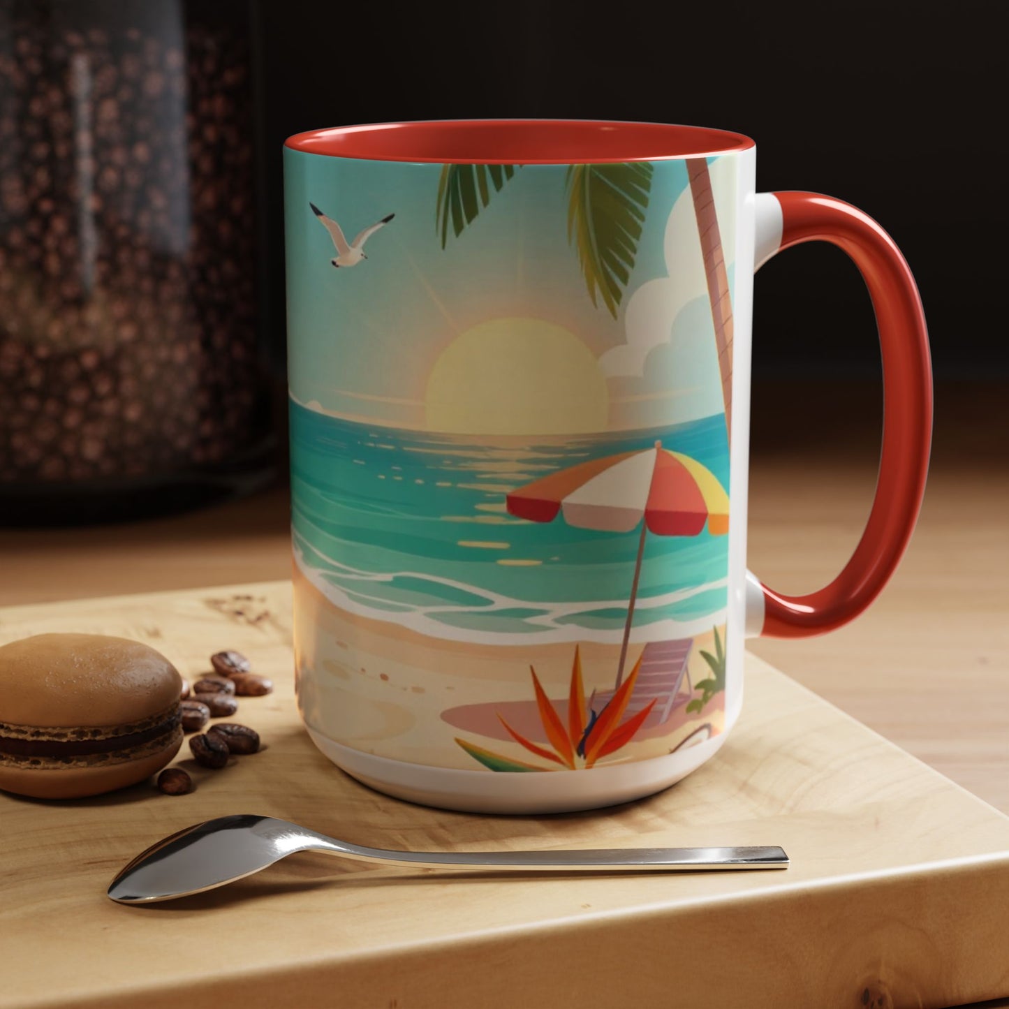 Beach Sunrise Coffee Mug — Tropical Ocean Scene Accent Mug (11/15oz)