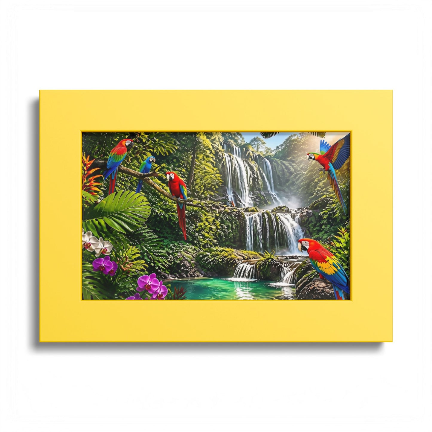 Tropical Waterfall Parrot Poster