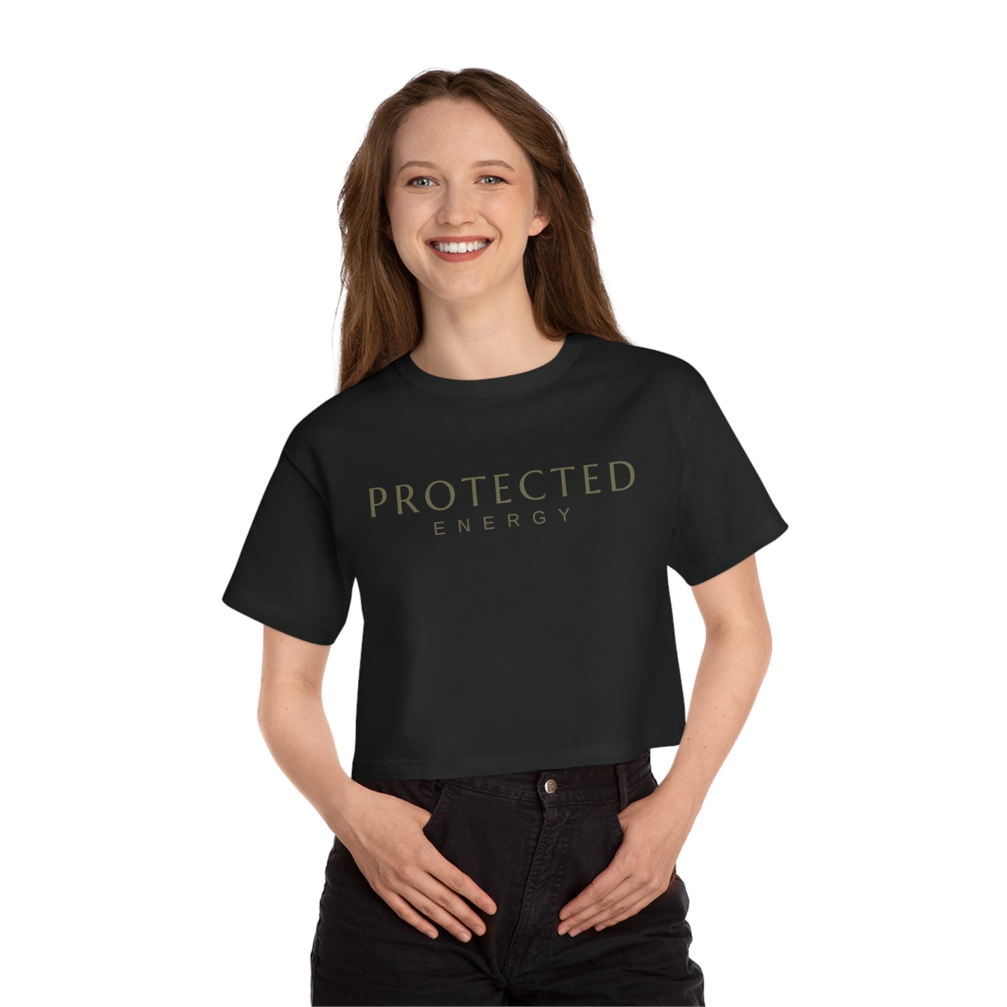 Protected Energy Cropped T-Shirt — Women's Minimal Spiritual Tee