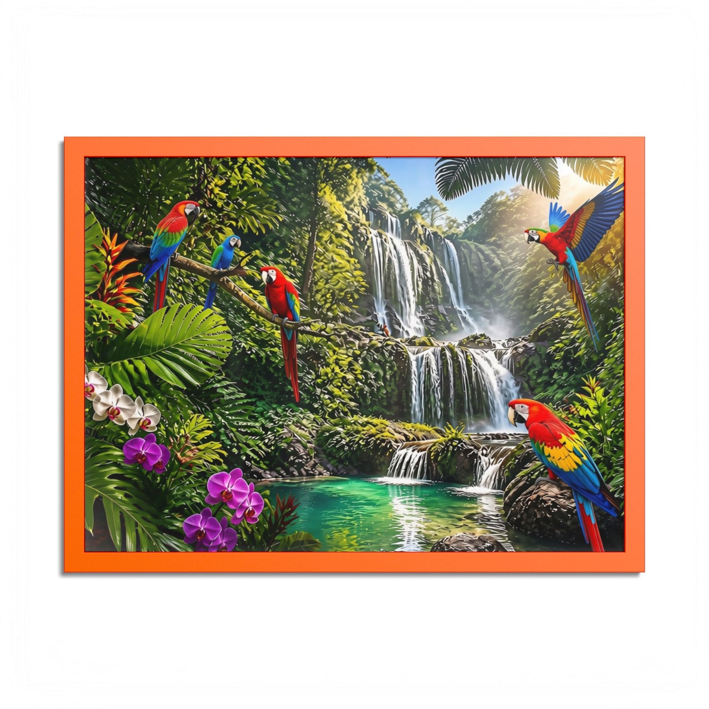Tropical Waterfall Parrot Poster