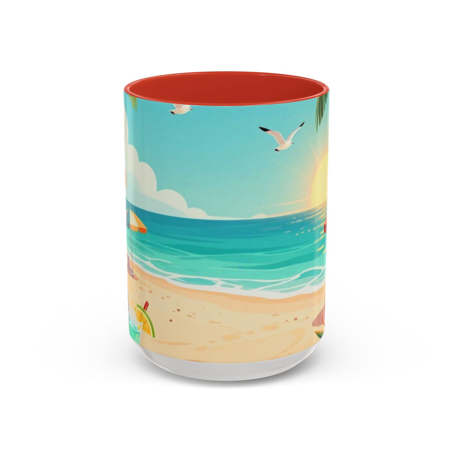 Beach Sunrise Coffee Mug — Tropical Ocean Scene Accent Mug (11/15oz)