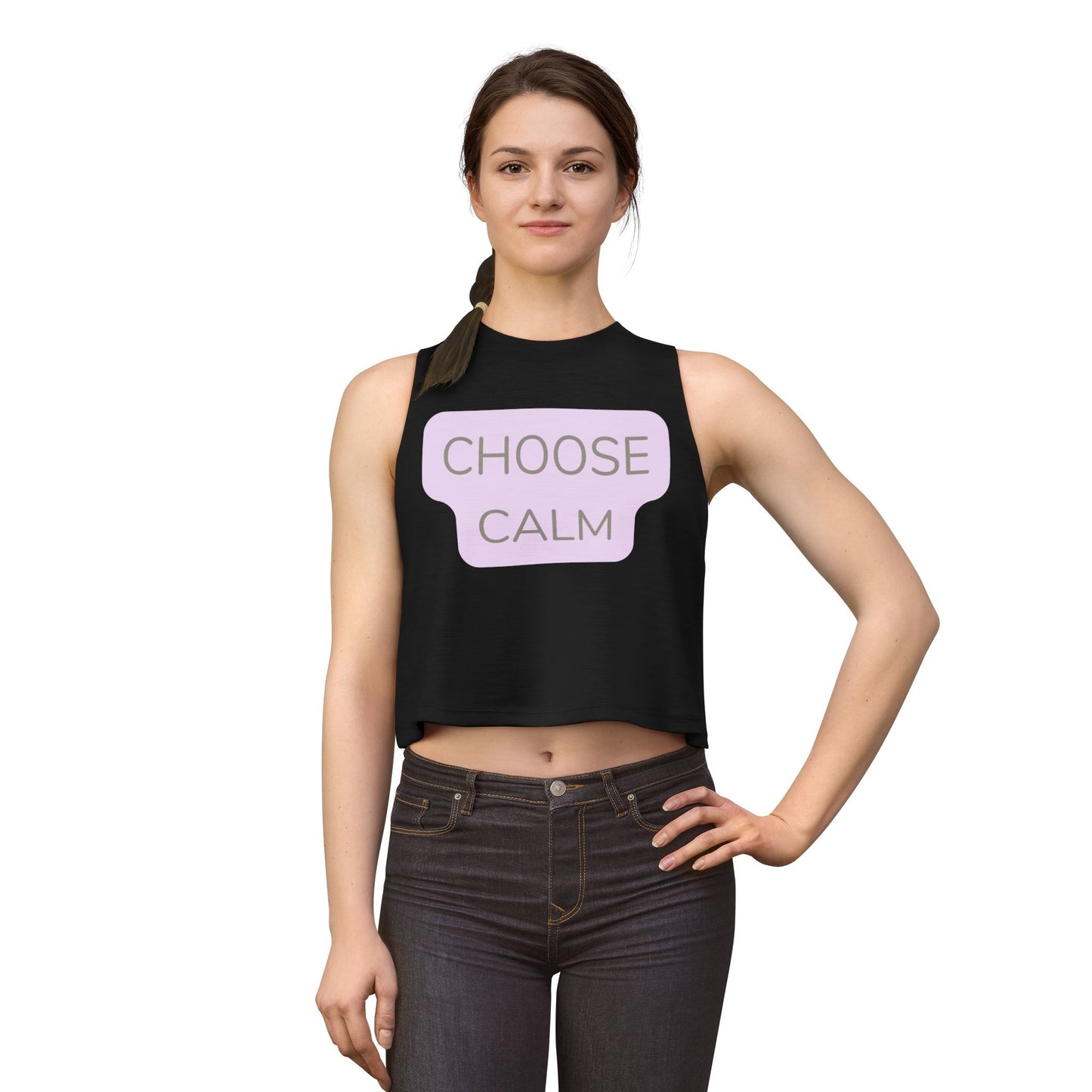 Choose Calm Crop Top — Women's Relaxed Lavender Graphic Tank