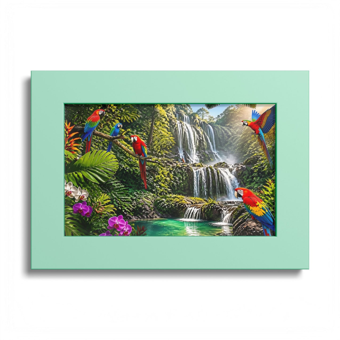 Tropical Waterfall Parrot Poster