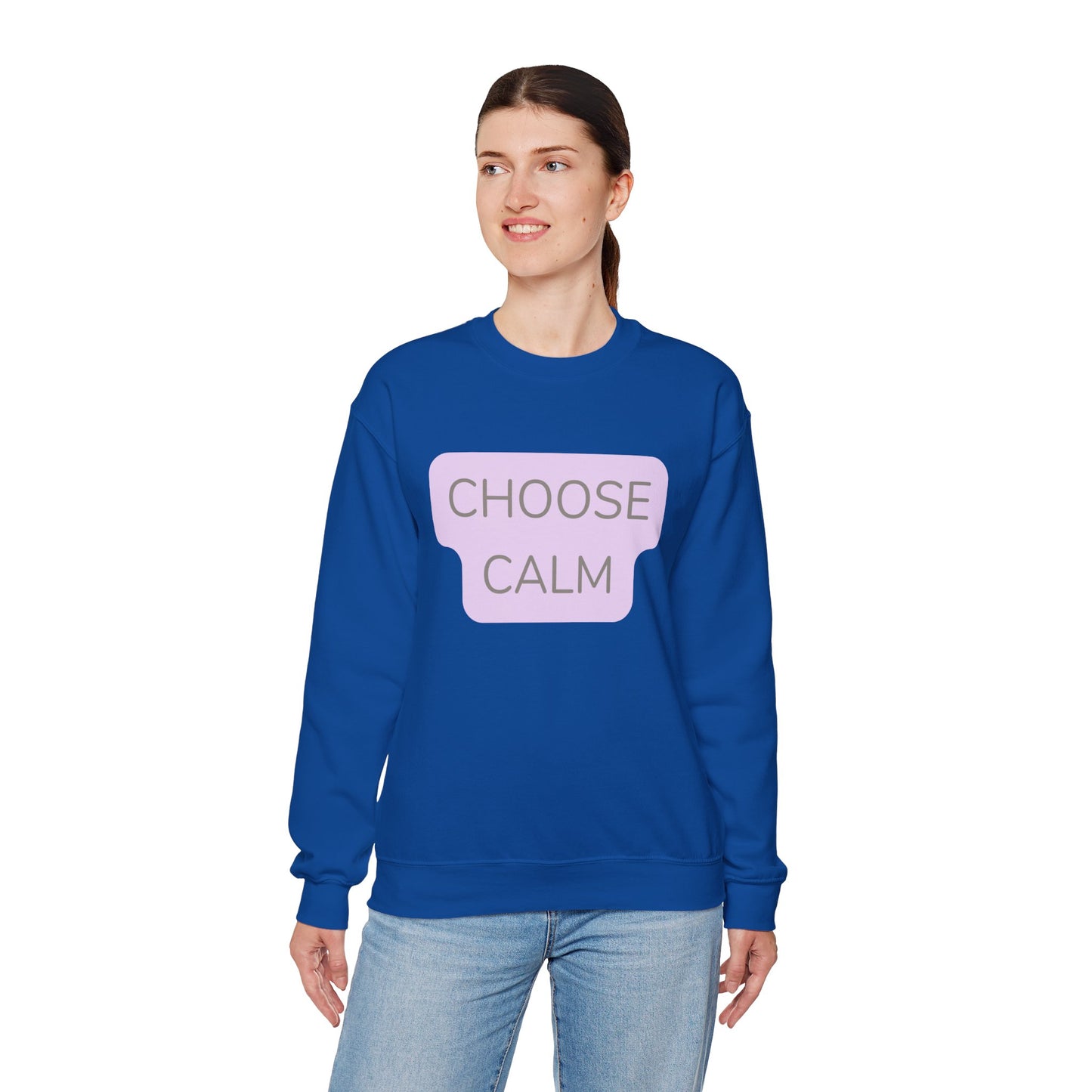 Crewneck Sweatshirt — "Choose Calm" Pastel Wellness Graphic